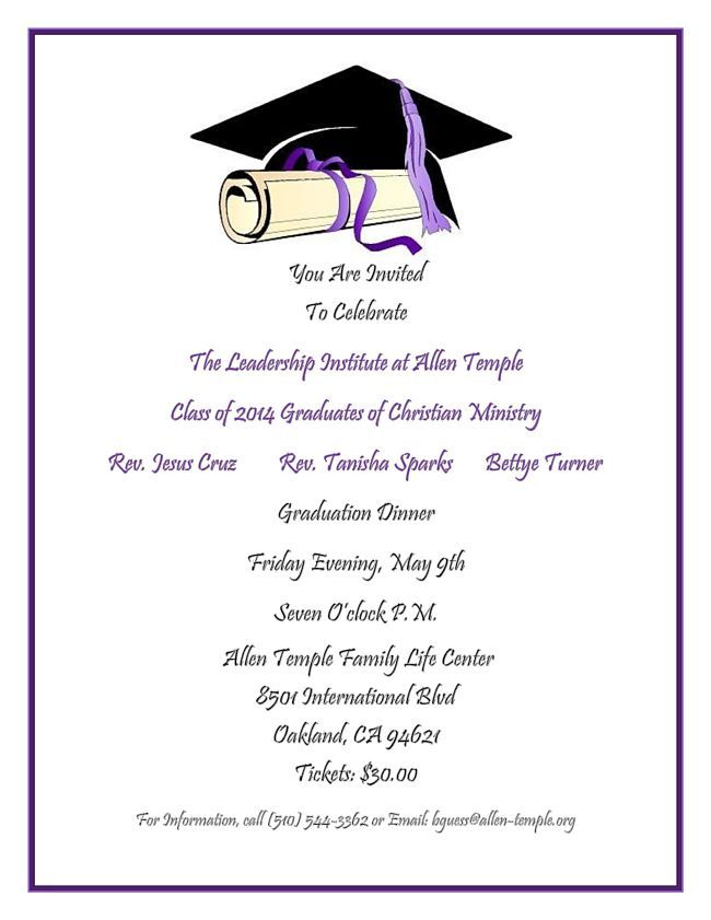 2014 Graduation Dinner Flyer